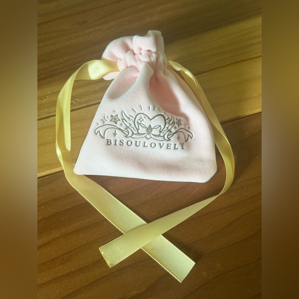BISOULOVELY Pink Velour Gift Bag 4.5x3.75”